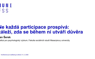 Akademický pohled na téma participace ve vzdělávání / Jan Šerek